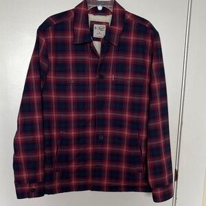 Classic Plaid Shirt Jacket in Red and Blue